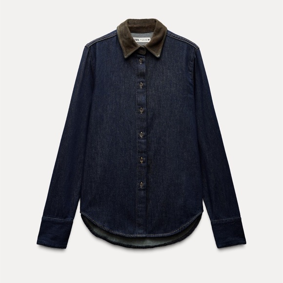 Zara Tops - Zara Combined Denim Shirt.
